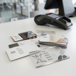 Cartes de visite en plastique blanc (PVC)